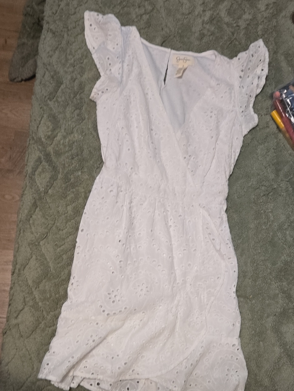 Jessica Simpson White Eyelet Wrap Mini Dress